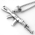 New Fashion Sniper Gun Men's Black Silver Jewelry Stainless Steel Jewelry Army Gun Pendant Necklace